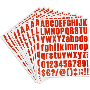 Letter Stickers, Alphabet Stickers, 10 Sheets Vinyl Letters Stickers, 1 Inch Self Adhesive Small Letter Number Stickers, Red Letter Decals for Mailbox, Window, DIY Crafts, Classroom Decor, Door, Car, Pack of 4
