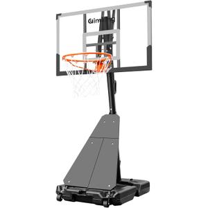 Portable Basketball Hoop System with 44 Inch Shatterproof Backboard, 4.8FT-10FT Adjustable Height Basketball Goal Outdoor for Youth/Teens/Adults Indoor Outdoor (Pale White)