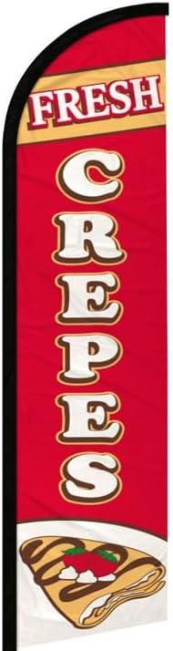 4 Less Co FRESH CREPES Windless Swooper Flag Feather Banner Sign 2.5x11.5 ft Tall Large (Flag Only) rf
