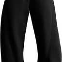 ELLEVEN Women's Fleece-Lined Barrel Leg Sweatpants Pants Casual with Adjustable Ankle Drawstring & Pockets (Medium, Black)
