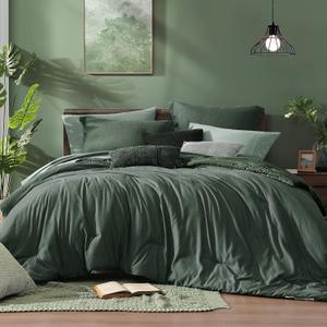 Monbix Oversized Queen Comforter Set Deep Forest 7 Pieces Bed in a Bag
Cationic Dyeing Reversible All Season Bedding Sets with Comforter, Sheets, Pillowcases & Shams