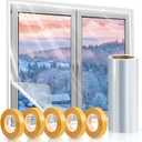Window Insulation Kit, 63 × 394 Inch and 87 x 110 inch Plastic Window Covering for Winter, Window Insulation Film Window Wrap Insulation Windows Winterizing Kit with DoubleSided Tape