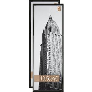 MCS Trendsetter 13.5x40 Poster Frame Black High-Gloss, Vertical & Horizontal Wall Hanging Large Picture Frame for Photos, Posters & Art Prints (2-Pack)