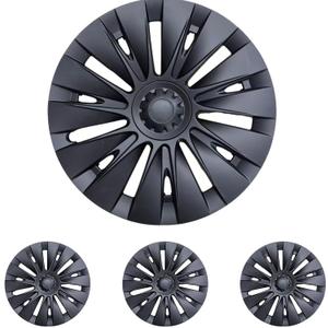 19 Inch Wheel Covers for Tesla Model Y Accessories 2020-2024 Matte Black ABS Material Hubcaps Replacement for Tesla Model Y 4PCSSun Style
