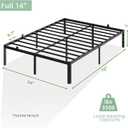 Full Size Bed Frame, 14 Inch Heavy Duty Metal Platform Bed Frame, Noise Free Steel Mattress Foundation, No Box Spring Needed, Spacious Under Bed Space