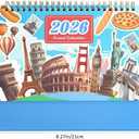 2026 Calendar-Desk Calendars January-December Double Wire Flip-Up Desk Calendars - Monthly & Weekly Planner with Sticker Set, Featuring Famous World Travel Destinations for Vacation Inspiration for Home School, or Office (Blue)