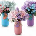 Roowest 3 Pcs Easter Centerpieces for Tables Easter Mason Jars with Flowers Spring Table Decor 2.6 x 5.1 Inch Bunny Egg Mason Jars with Bunny Tags for Spring Home Centerpiece Dinning Table Decor