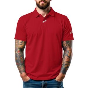 Men's Golf Polo Shirts UPF 50+ Short Sleeve Dri Fit Polos Stretch Performance Collared Golf Casual Work Business Wear (Red, L)