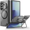 Nillkin for Samsung Galaxy Z Fold 7 Magsafe Case, Built-in Camera Kickstand & Magnetic Hinge Protection, Clear & Anti-Yellow, Adjustable Kickstand, Z Fold 7 Case with Stand, Transparent Black