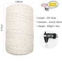 BYWORLD 3mm Cotton Rope, 220 Yards(200m) Twine String, 100% Natural Cotton Macrame Rope for Plant Hangers, Wall Hanging, Christmas or Wedding Decorative (Navy Blue)