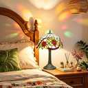 12 Inch Tiffany Lamp Grape Stained Glass Bedroom Table Lamps Village Retro Rustic Farmhouse Style For Living Room End Bedside Nightstand Office Dorm Home Decor Accent Mid Century Reading Desk Light