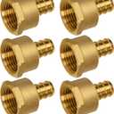 PEX Fitting, 1/2" Female NPT to 1/2" PEX Adapter for Plumbing Repairs or Remolding, Sturdy and Durable Brass Crimp Fitting (6 Pack)