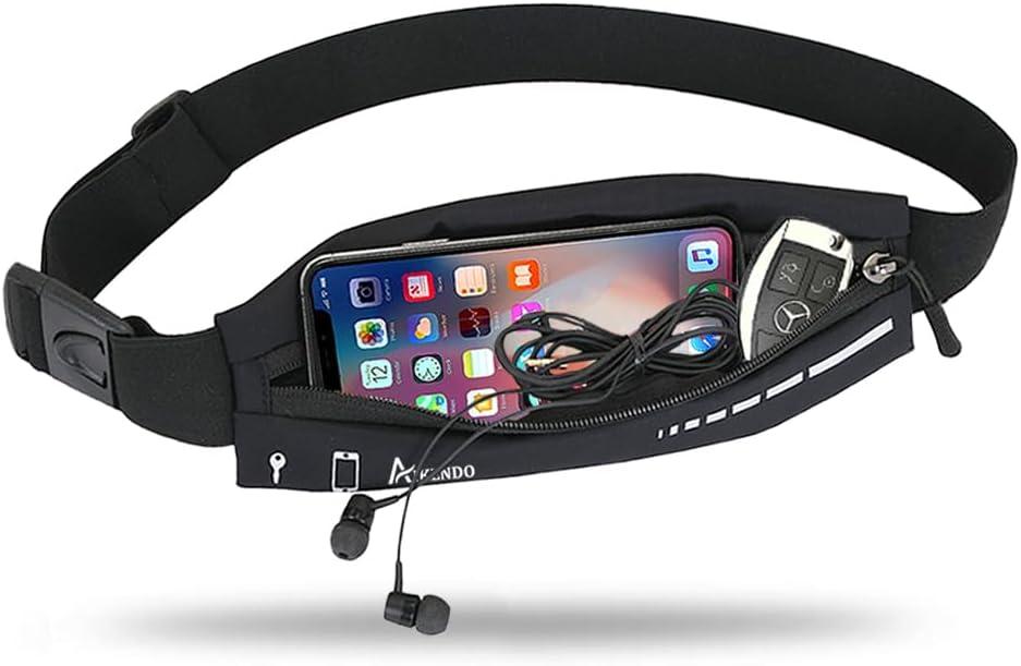 Slim Running Belt for Women Men,Runners Fanny Pack Phone Holder,Running Pouch Waist bag for Workout Jogging,Money Belt Running Gear Accessories (Black)