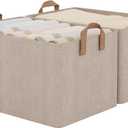 StorageWorks Storage Bins, Fabric Storage Bins for Shelves, Large Storage Baskets with Metal Frame, Closet Baskets and Bins with Handles, Brown and Beige, 2-Pack
