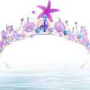 Jaciya Mermaid Crown Mermaid Birthday Decorations Shells Pearls Starfish Hair Accessories (Mermaid-hair clips)
