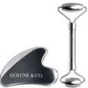 Serene & Co. Premium Stainless Steel Gua Sha & Face Roller Set Facial Massage Tools for Skincare Routine Cooling Metal Roller & Sculpting Gua Sha