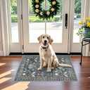 Washable 2x3 Runner Rug for Entryway: Easy-Clean Carpet with Non-Slip Backing for Bedroom Kitchen Stain-Resistant Shedding-Free Floor Mat – Perfect for High-Traffic Areas with Pets (2x3,Floral/Blue)