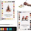 Watercolor Workbook, Water Coloring Book,Watercolor Paint Set, Beginner-Friendly Watercolor Workbooks, with 12 Colors Watercolor Paint Set with Paint Brush (2PC(A+B))