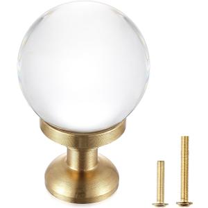 Guank 12-Pack Bubble Cabinet knobs Solid Brass Base, Drawer Spherical Gold Knobs, 1.14-Inch Diameter, Modern Kitchen Cabinet Brushed Crystal Ball Cabinet knobs Bubble