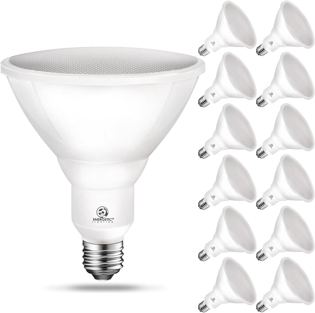 Energetic PAR38 LED Flood Outdoor Light Bulb, 5000K Daylight, 90 Watt Equivalent (11W), Wet Rated, 900LM, E26 Base, Non-Dimmable, 12 Pack Energetic PAR38 LED Flood Outdoor Light Bulb, 5000K Daylight, 90 Watt Equivalent (11W), Wet Rated, 900LM, E26 Base, Non-Dimmable, 12 Pack