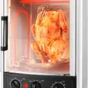 Nutrichef Vertical Countertop Oven with Rotisserie, Bake, Broil, & Kebab Rack Functions - Adjustable Settings - 2 Shelves - 1500W - Thanksgiving Turkey - Includes Grill, Kebab skewer racks & bake pan, 13.4'' X 12.2'' X 18.9'' -Inches