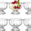 Lawei 6 Pack Glass Dessert Bowls - 5 Oz Glass Ice Cream Cups Mini Trifle Footed Dessert Bowls for Dessert, Sundae, Ice Cream, Salad, Cocktail, Condiment, Trifle