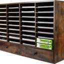 PAG Mail Sorter Organizer, Wood Literature Organizer, Student Mailbox for Classroom, Desktop Bill Paper Organizer for Office Home School, 38 Compartments, Antique Brown