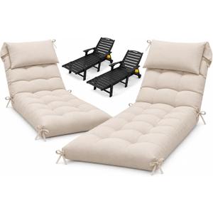 2 Pack 76 x 22 x 4.7" Waterproof Chaise Lounge Chair Cushion Outdoor 9#