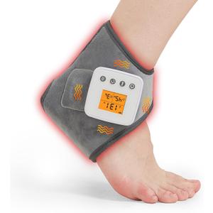Cordless Ankle Heating Pad with Foot Massager for Pain Relief, Vibration Feet Warmers for Achilles Tendinitis and Plantar Fasciitis, Heated Ankle Wrap, 3 Vibration Mode, 3 Heat Level, Auto Shut Off