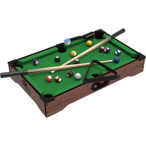 Mini Pool Table - 20-Inch Portable Tabletop Billiards Game with Cue Balls, Sticks, Chalk, Brush, and Triangle Rack - Table Games by Hey Play