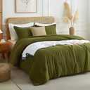 Bailix Cotton Muslin Comforter Set Queen, Olive Green