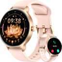 Smart Watch for Women, 1.27" AMOLED Screen Smartwatch with Answer/Make Call for iPhone/Android/Samsung, Fitness Tracker with 120+ Sport Modes, Heart Rate/Sleep/Health Monitor, IP68 Waterproof, 2 Bands (Rose Gold)