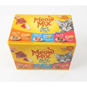 Meow Mix Surf 'N Turf Wet Food Variety Pack, 24 Cups BBD 07/18/2027