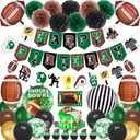 TREWAVE 47 Pcs Football Birthday Party Decorations Football Party Supplies Include Birthday Banner Paper Pom Poms Cake Toppers Lanterns Balloons for Game Day Decorations