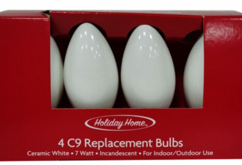 Holiday Time 4 C7 Replacement Ceramic White Bulbs, 2 Pack