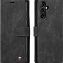 QLTYPRI Case for Samsung Galaxy A14 5G, Premium Flip Folio PU Leather Wallet Case with Magnetic Closure Card Holder Kickstand Shockproof Protective Phone Cover for Samsung Galaxy A14 5G - Black