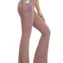 baleaf Womens Flare Leggings with Zipper Pockets Drawstring Flared Yoga Pants Bell Bottom Leggings Tummy Control Beaver Brown XS (XS)
