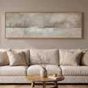 Large Framed Neutral Abstract Wall Art for Living Room, Horizontal 60x20 In