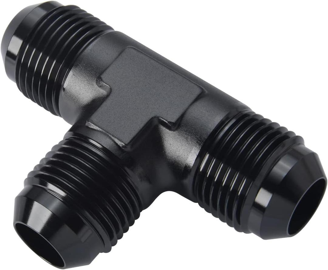12AN Male Flare Tee T Block Fuel Fitting Adapter Aluminum Black