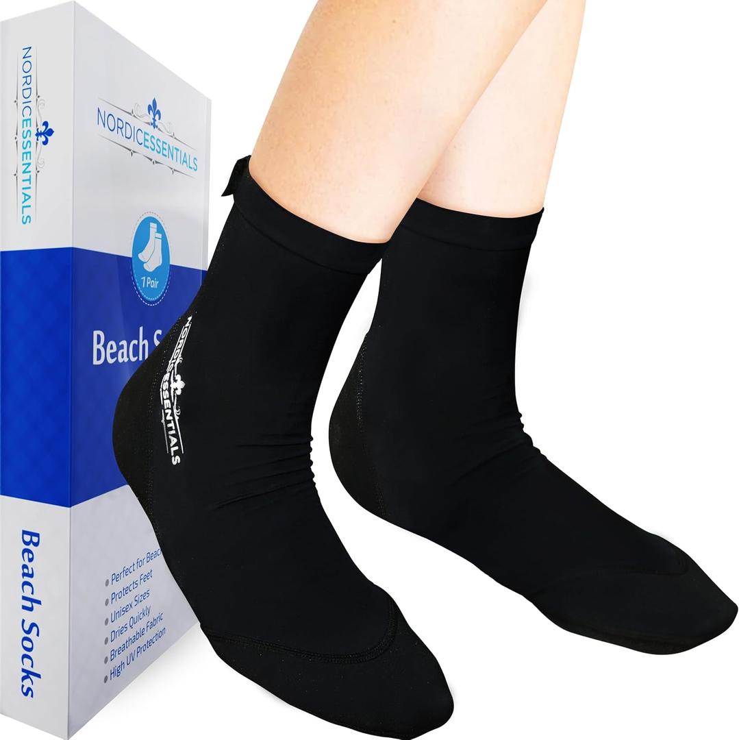 Beach Socks - Sand sports - Volleyball, Soccer, Snorkeling - Kids, Women, Men 1 Yr Warranty (Small, Black)