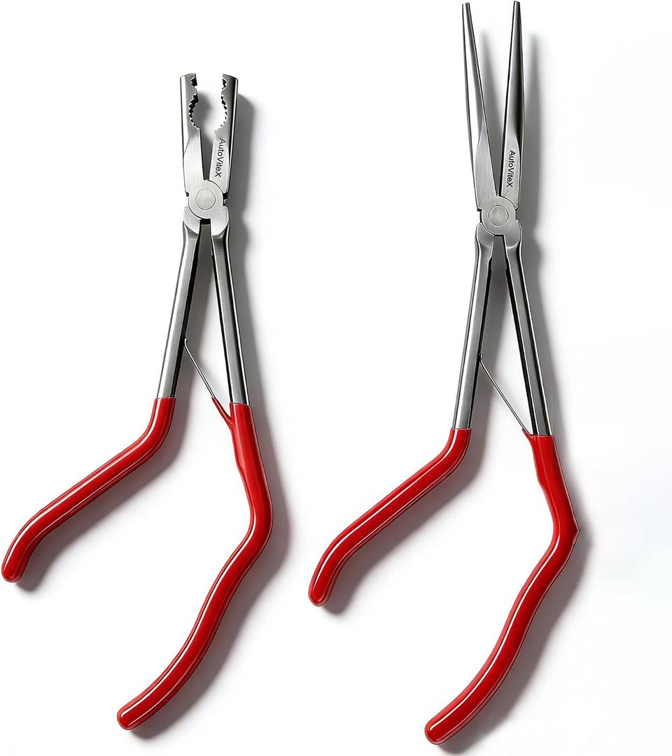 2-Piece Pistol Pliers Set, 11-Inch Long Nose And 10-Inch Long Handle Pistol Pliers, Can Be Used As Fishing Gear And To Hold Nuts And Fasteners, Easy To Work In Tight Spaces