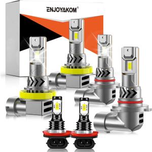 Upgraded Bulbs for Ford F250 F350 F450 F550 XL XLT 2023 2024 2025 Fog Lights Bulbs Combo, 800% Brightness White Truck Light, 1:1 Size as Stock Bulbs, Plug and Play, 6Pack