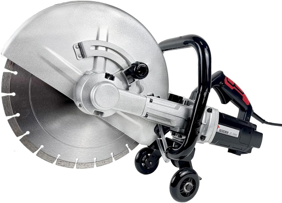 JACKCHEN 14 Inches Concrete Saw Electric Powered 3000W Cut-Off Saw, 110V 4.8" Cut Depth and Electric Grinder With Diamond Blade