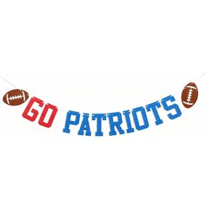 Go Patriots Banner, Football Game Day Decorations, Patriots Football Party Sign, Patriots Decorations Blue & Red Glitter