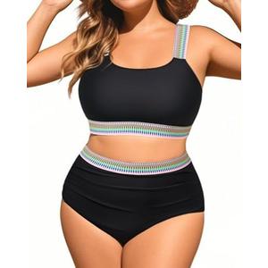 Daci Women Two Piece Plus Size Bikini - High Waisted Swimsuits Tummy Control Bathing Suits Swimwear 2025 18W