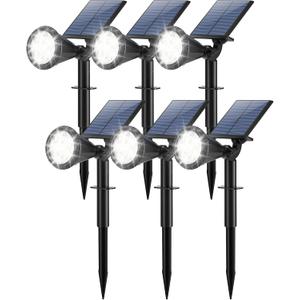 Solar Lights Outdoor Waterproof 180 Adjustable Landscape Spot Lights for Yard 4 Lighting Modes Solar Powered Spotlights for Pathway Garden Outside Wall Pool Porch (6 Pack, Cool White)