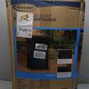 Suncast 33 Gallon Commercial Outdoor Trashcan Hideaway with Lid for 30 to 33 Gallon Trash Bags for Garage, Backyard, or Garden, Brown