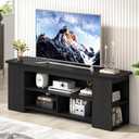 Modern Black Wooden TV Stand for TVs up to 60 Inch
Farmhouse Entertainment Center for Living Room, Media Console with Large Open Storage Cabinets & Side Shelves,53.5 Inch