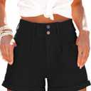 Womens Relaxed Fit Casual High Waist Pocketed Denim Shorts (Black) XL