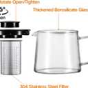 Glass Teapot 51oz/1500ml with Removable Stainless Steel Infuser Tea pot, Heatproof Borosilicate Glass Tea Make, Stovetop Safe Glass Tea Kettle for Loose and Blooming Leaf Tea